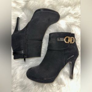 Size 6M IMPO Faux Suede Black Stiletto Booties Heels